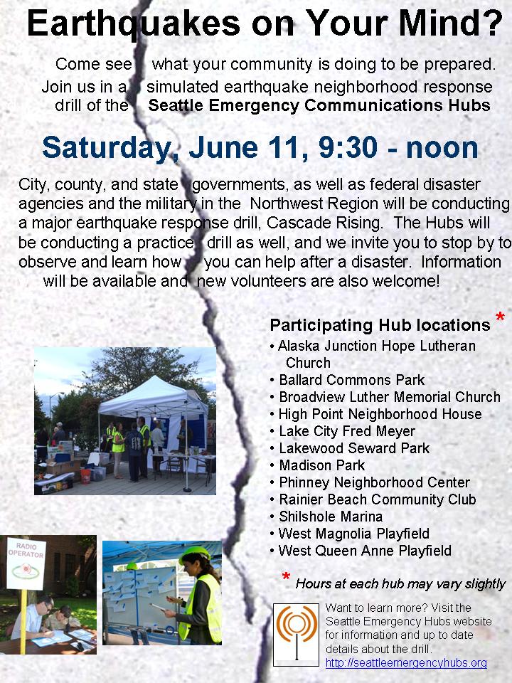 Cascadia Rising Hub Drill information