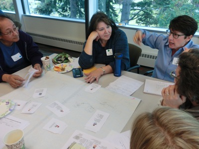 Using existing pictures of roles, people discuss how to simplify